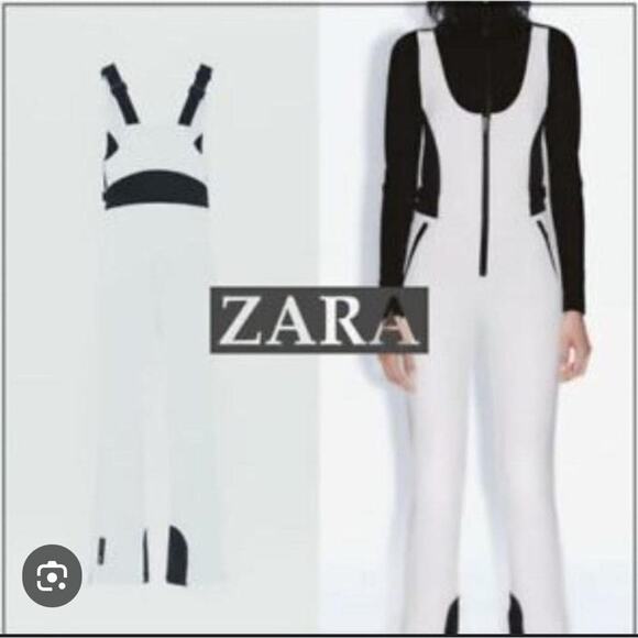 Zara White & Black Ski Suit Size Large NWT - Picture 1 of 11